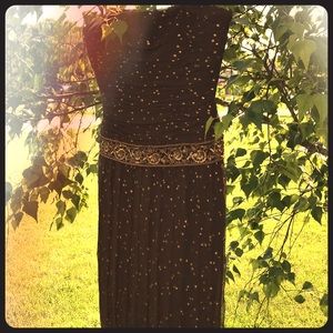 Brown and gold cocktail dress